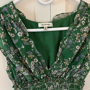 Max studio floor length green floral dress